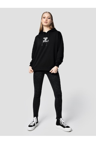Loose Fit Kadın Sweatshirt Siyah