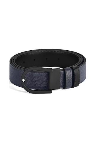 Montblanc At Nalı Tokalı 35 Mm Çift Taraflı Deri Kemer 222413 Lacivert