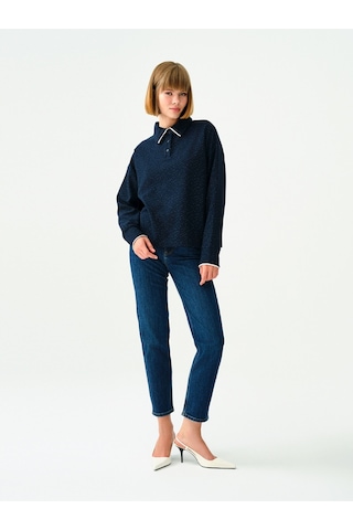 Oversize Kadın Polo U.kol Lacivert