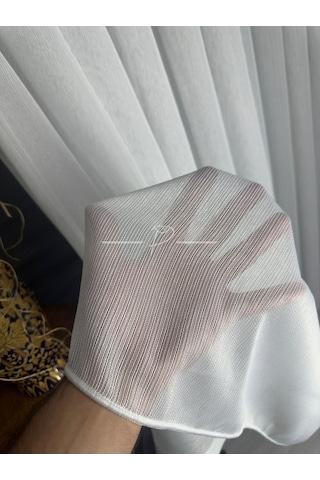 Tül Perde Yeni Nesil Çelik Desen Gramajlı Etek Kurşun Sarımlı Ekru