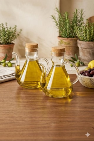 2 Li Borosilikat Cam Mantar Kapaklı Yağdanlık 500 Ml Liya Şeffaf