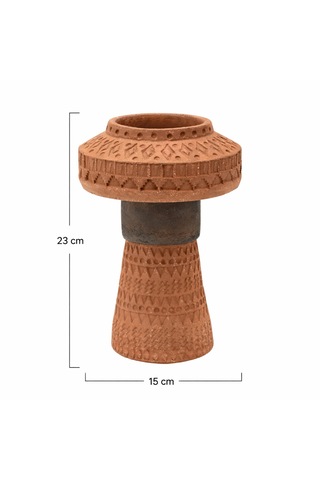 El Yapımı Kabartmalı Terracotta Vazo Büyük Boy Boho Dekoratif Vazo Altın - Siyah