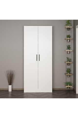 Minar Kale 210 Cm 2 Kapaklı 2b Raf Portmanto Beyaz