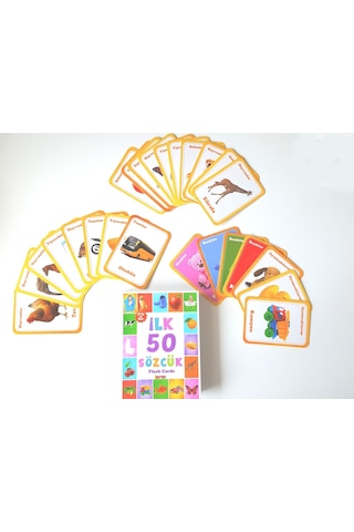 Ilk 50 Sözcük Flash Cards Eğitici Kartlar Çocuk Eğitim