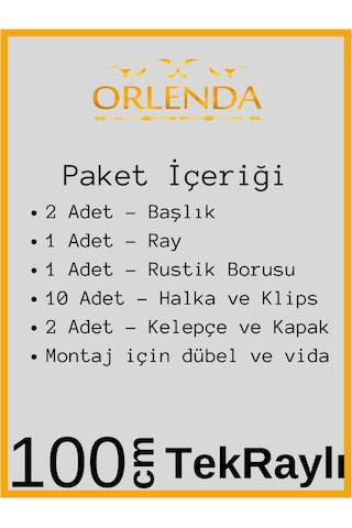 Rustik Perde Askısı Antrasit 100cm - Ahşap Rustik Antrasit