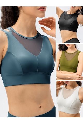 Kosona Kadınlar İçin Spor Büstiyesi - Özel Tasarım Açık Örgü - Çıkarılabilir Pad - Arka Kanca - Yoga Ve Spor Aktivitesi İçin - Siyah - Avrupa Beden 6/m SiYAH