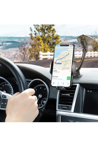 Auris H15 Araç İçi Telefon Tutucu Cama Yapışan Vantuzlu Akrobatik