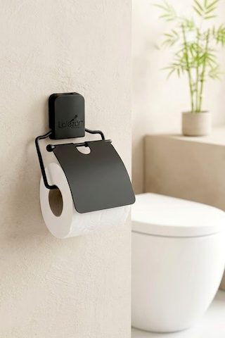 Yapışkanlı Kare,kapaklı Tuvalet Kağıtlığı-wc Kağıt Tutucu Siyah