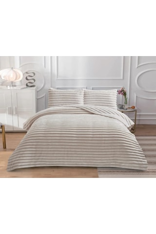 Soft Çizgi Çift Kişilik Yatak Örtüsü 260x240 Krem