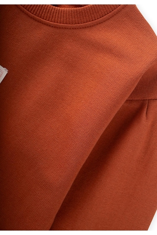 Etiket Detaylı Sweatshirt Takım 1-7 Yaş Kiremit Kiremit