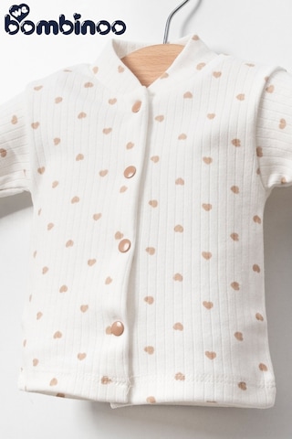 Yeni Doğan Kahverengi Kalpli 5 Parça Zıbın Set Hastane Cıkışı Kahverengi