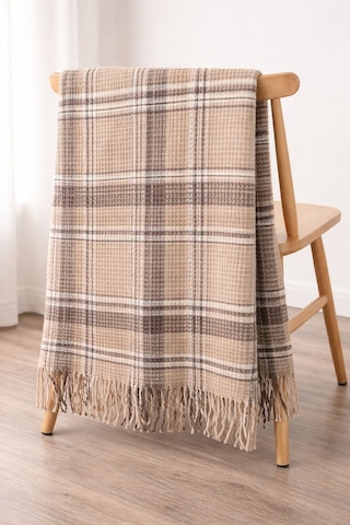 Dinarsu Cozy Life Pamuklu Skoç Tv Battaniyesi 130 X 170 Plaid Bej Kahve
