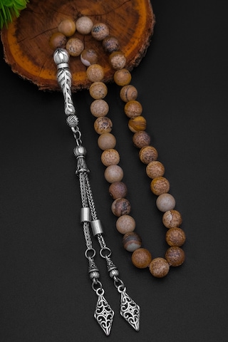 Doğal Taş Tesbih Erkek Taş Jasper Tesbih 8 Mm Bt047 Kahverengi