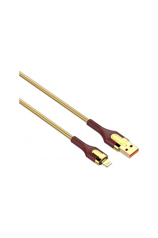 Ldnıo LS682 Lightning Şarj Data Kablosu Altın - Kahverengi 2 M