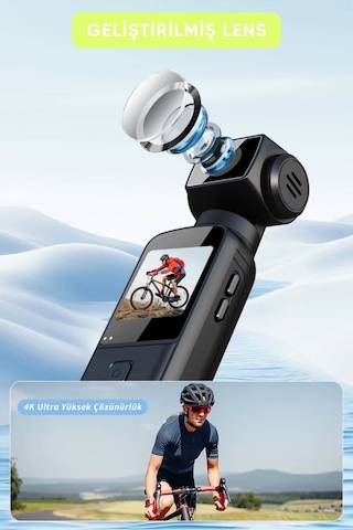 Wearfitpro 4k Yüksek Çözünürlük Aksiyon Kamerası Hareket Algılama Sabitleme Özellikli Aksiyon Kamerası Gimbal Siyah