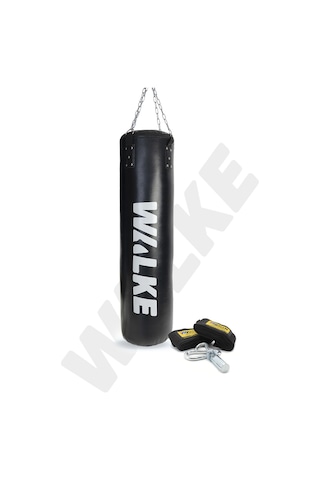 Walke 120x32 Cm Geniş Kum Torbası Boks Bandajı Dolu Tavan Apartı Hediyeli Üründür Siyah