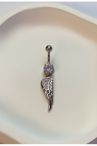 Kadın Melek Kanadı Taşlı Çelik Piercing