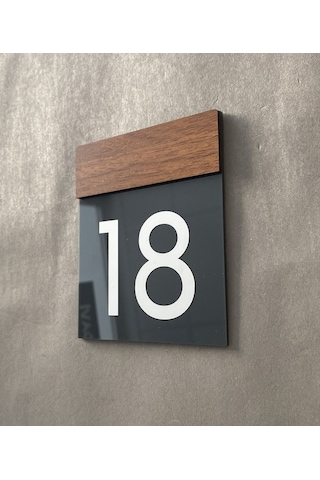 Wooden Serisi Minimal Kapı Numarası