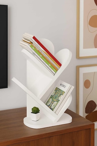 Reyo Falez 3 Raflı Masaüstü Kitaplık Kitap Rafı Beyaz Beyaz