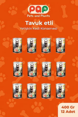Pets And Plants Tavuk Yetişkin Kedi Konservesi 12 x 400 G