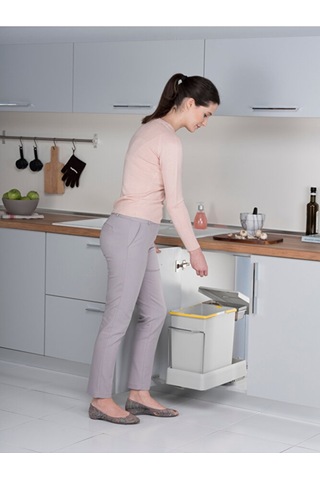 Raylı Plastik Tek Kova 16 Lt Çöp Kovası 21600 Antrasit - Gri