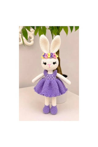 Amigurumi Mor Elbiseli Taçlı Tavşan Organik Oyuncak Amigurumi Mor Elbiseli Taçlı Tavşan Organik Oyuncak