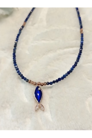 Canka Balık Lapis Doğal Taş Kolye