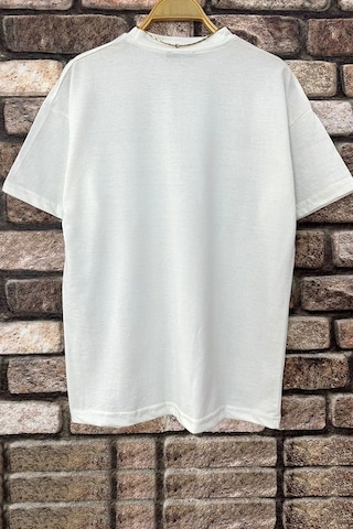 Erkek Belive İn Yourself Baskılı Oversize Tshirt Beyaz
