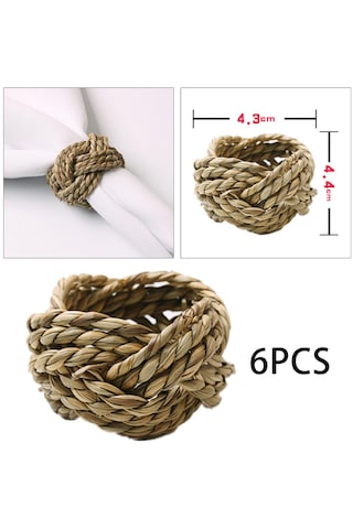 Homyl 6x El Yapımı Peçete Halkaları Tutacağı 4.3x4.4cm Haki