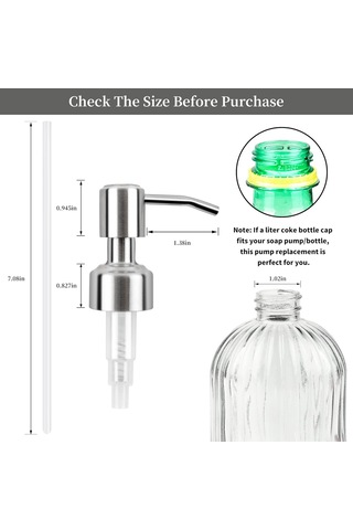 Ximistore9 6 Adet 304 Çelik Sabun Dispenseri Pompa Kafa, 28/400 Standart Ağızlı Şişelere Uygun, 7 İnç 6 Pipetli, Ev Ve Banyo Kullanıma Uygun Gümüş