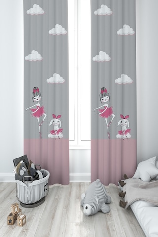 Mekta Home Bebek Ve Çocuk Odası Prenses Kız Ve Tavşan Desenli Seksekli 2 Kanat Fon Perde Mekta Home Bebek Ve Çocuk Odası Prenses Kız Ve Tavşan Desenli Seksekli 2 Kanat Fon Perde