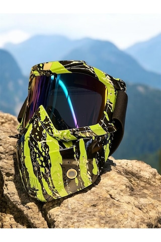 Tex 710 Jet Maske Bisiklet Motosiklet Kayak Çok Amaçlı Maske Mor Camlı Gözlük Yeşil Siyah Çok Renkli