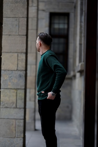 Mavona Premium 3 İplik Şardonlu Erkek Nefti Yeşil Oversize Bisiklet Yaka Sweatshirt - %85 Pamuk %15 Likra