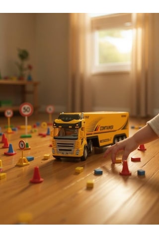 Ctoy Uzaktan Kumandalı Sarı Tır Ve Römork 1:36 Ölçek 27 Mhz Direksiyon Kumandalı Rc Truck