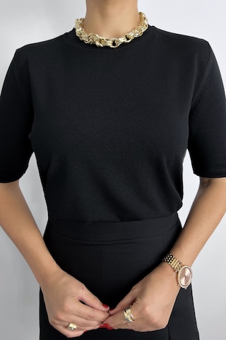 Ritnice Viscose Doku Next Premium Selection Siyah Yarım Kol Triko Kazak Siyah
