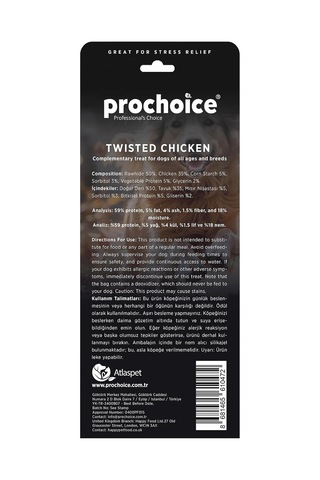 Twisted Chicken, Köpekler İçin Tavuk Derili Burgu Ödül Çubuğu 10 Parça