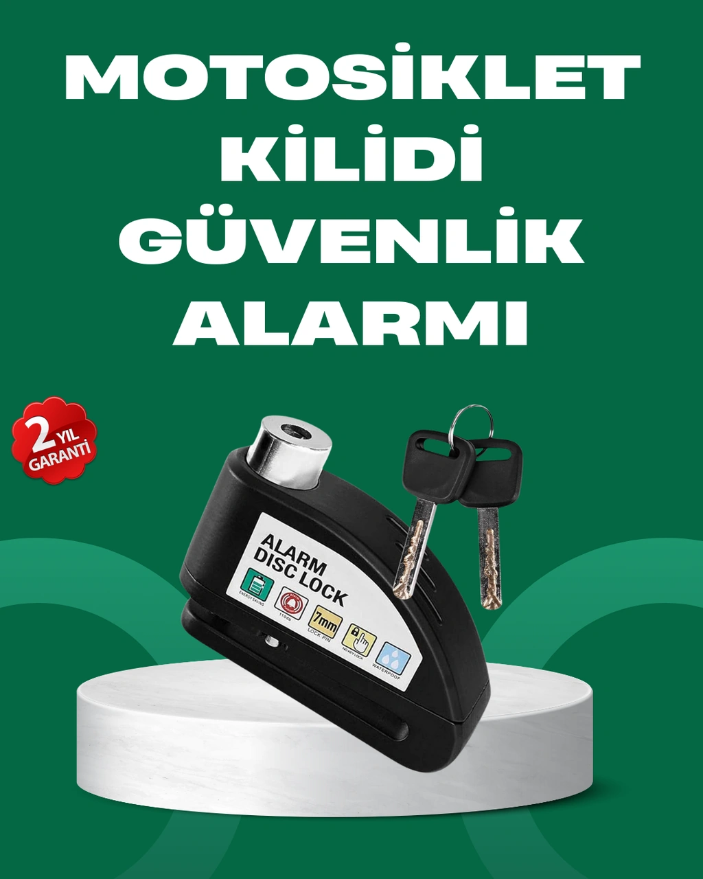 Lexroo Motosiklet Scooter Bisiklet Tekerlek Disk Kilidi Alarmlı Güvenlik Standart