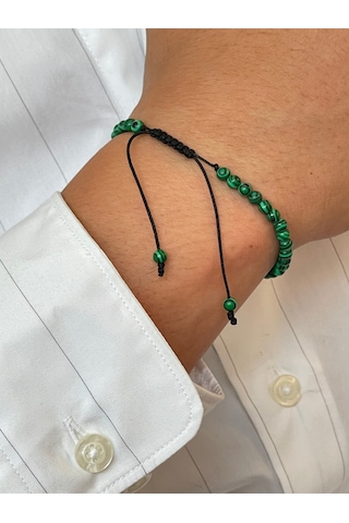 14 Ayar Altın Dorikalı Doğal Malahit Taşlı Şık Altın Bileklik Altın