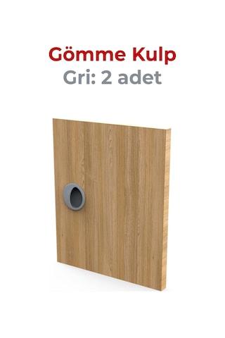 Adilon Gömme Kulp, 50 mm, Gri (2 Adet)