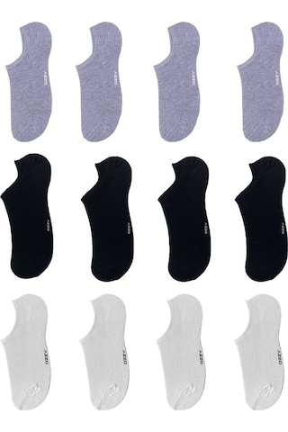 Ozzy Socks 12 Çift Gri, Siyah, Beyaz Kadın Bambu Görünmez (Sneaker) Çorap Çok Renkli Ozzy Socks 12 Çift Gri, Siyah, Beyaz Kadın Bambu Görünmez (Sneaker) Çorap Çok Renkli