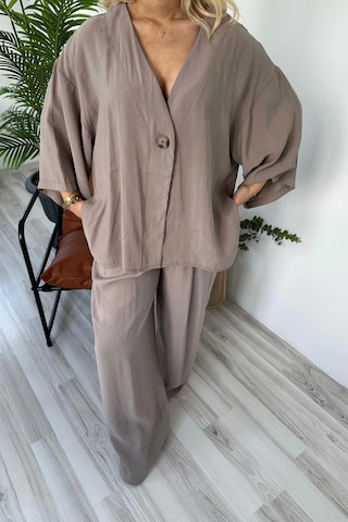 Keymoda Kadın Bluz Pantolon Takım Vizon Vizon