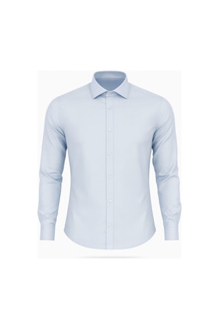 Erkek Beyaz/mavi Slim Fit Gömlek Plus Scorpion, Ofis & Günlük Şık Kombin, Ütü Gerektirmeyen Mavi