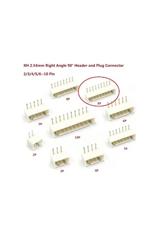 9 Pin Jst-xh 2.54 Tunik Konnektör Erkek Eğik 90