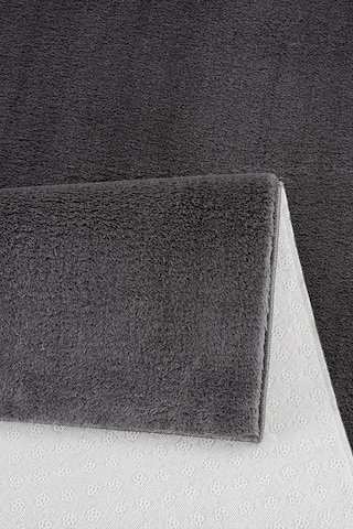 Linos Home Antrasit Fluffy Post Peluş Halı Antibakteriyel Kaymaz Taban