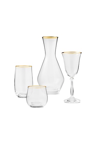Evaliza Crystalite 2 Gold 37 Parça 12 Kişilik Su Seti Çok Renkli