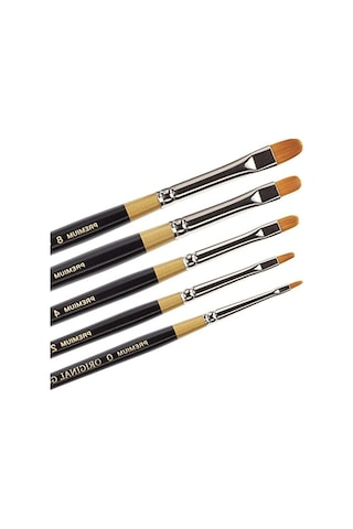 5'li Set Premium Golden Taklon Boya Fırçaları, Kısa Filbert
