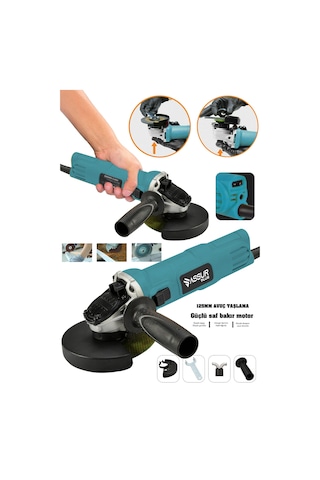 Assur Plus 125 MM Mavi Kademeli Devirli Taşlama Makinesi