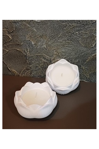 El Yapımı Mumlu Lotus Pudra Pembe - Beyaz - Açık Kahverengi - Koyu Füme