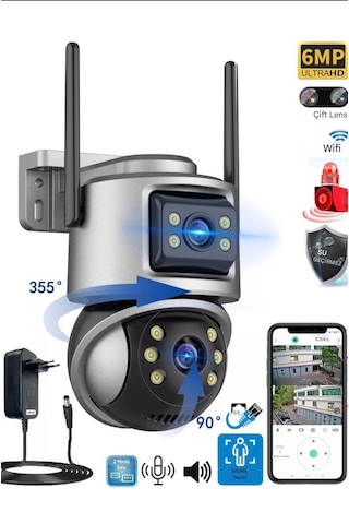 8mp 4k Ultra Hd Suya Dayanıklı Çift Lensli Ip Güvenlik Kamerası