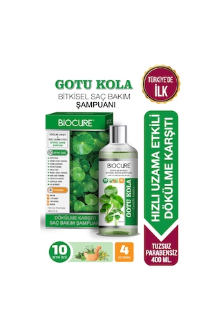 Biocure Gotu Kola Saç Dökülme Karşıtı ve Hızlı Uzama Etkili Bitkisel Bakım Şampuanı 400 ML